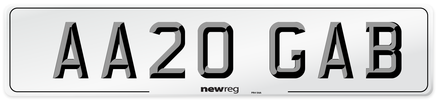 AA20 GAB Number Plate from New Reg